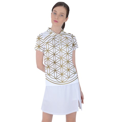 Gold Flower Of Life Sacred Geometry Women s Polo T-shirt by Maspions