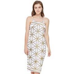 Gold Flower Of Life Sacred Geometry Bodycon Cross Back Summer Dress