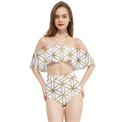 Gold Flower Of Life Sacred Geometry Halter Flowy Bikini Set  by Maspions