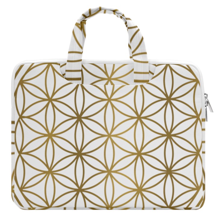 Gold Flower Of Life Sacred Geometry MacBook Pro 13  Double Pocket Laptop Bag