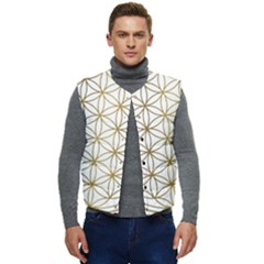 Gold Flower Of Life Sacred Geometry Men s Button Up Puffer Vest	 by Maspions