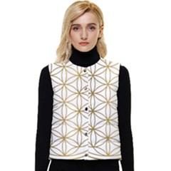 Gold Flower Of Life Sacred Geometry Women s Button Up Puffer Vest