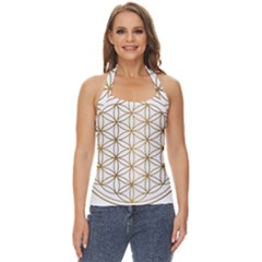 Gold Flower Of Life Sacred Geometry Basic Halter Top by Maspions