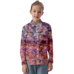 Spring Waves Kids  Long Sleeve Shirt by kaleidomarblingart