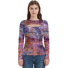 Spring Waves Women s Cut Out Long Sleeve T-shirt by kaleidomarblingart