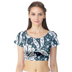 Spring Pattern Short Sleeve Crop Top by AlexandrouPrints