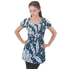 Spring Pattern Puff Sleeve Tunic Top by AlexandrouPrints