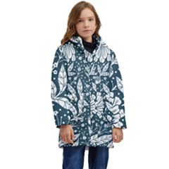 Spring Pattern Kids  Hooded Longline Puffer Jacket by AlexandrouPrints