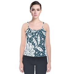 Spring Pattern Velvet Spaghetti Strap Top by AlexandrouPrints