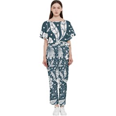 Spring Pattern Batwing Lightweight Chiffon Jumpsuit