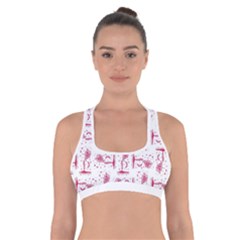 Fantasy Landscape Scene Sketchy Illustration Motif Pattern Wb Cross Back Sports Bra by dflcprintsclothing