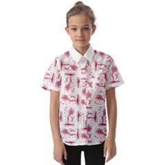 Fantasy Landscape Scene Sketchy Illustration Motif Pattern Wb Kids  Short Sleeve Shirt