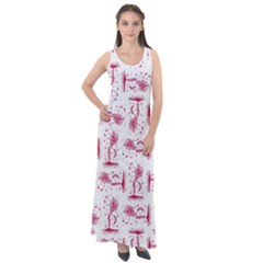 Fantasy Landscape Scene Sketchy Illustration Motif Pattern Wb Sleeveless Velour Maxi Dress by dflcprintsclothing