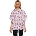 Fantasy Landscape Scene Sketchy Illustration Motif Pattern Wb Women s Batwing Button Up Shirt View1