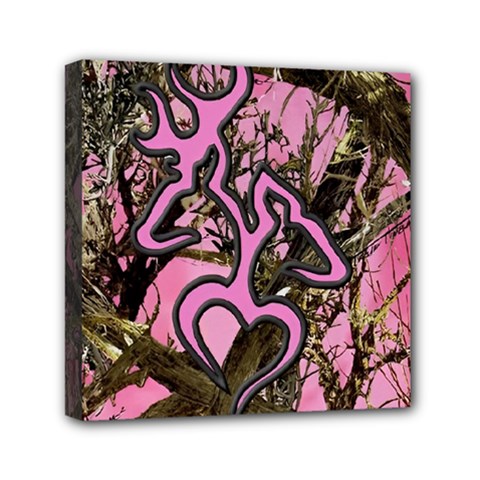 Pink Browning Deer Glitter Camo Mini Canvas 6  X 6  (stretched)