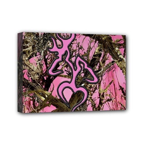 Pink Browning Deer Glitter Camo Mini Canvas 7  X 5  (stretched)