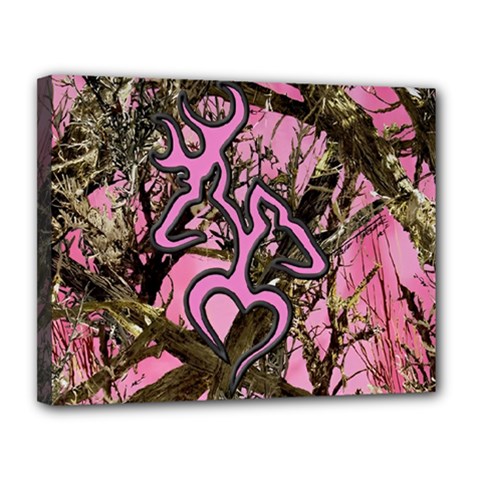 Pink Browning Deer Glitter Camo Canvas 14  X 11  (stretched)