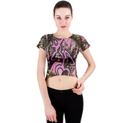 Pink Browning Deer Glitter Camo Crew Neck Crop Top