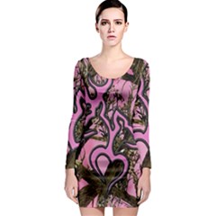 Pink Browning Deer Glitter Camo Long Sleeve Bodycon Dress