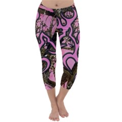 Pink Browning Deer Glitter Camo Capri Winter Leggings 