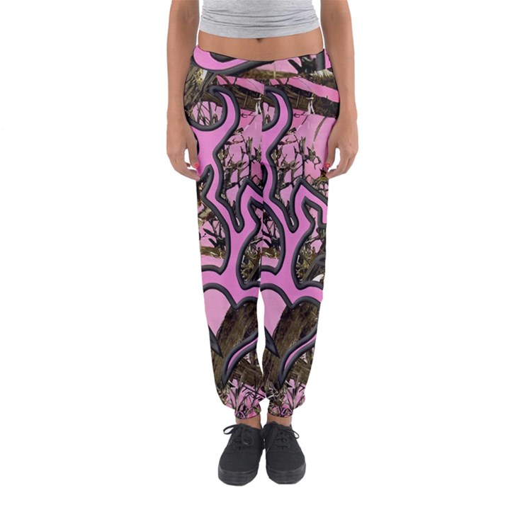 Pink Browning Deer Glitter Camo Women s Jogger Sweatpants