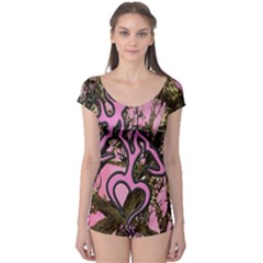 Pink Browning Deer Glitter Camo Boyleg Leotard 