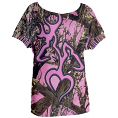 Pink Browning Deer Glitter Camo Women s Oversized T-shirt