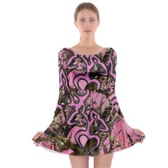 Pink Browning Deer Glitter Camo Long Sleeve Skater Dress by Maspions