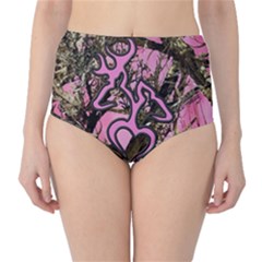 Pink Browning Deer Glitter Camo Classic High-waist Bikini Bottoms by Maspions