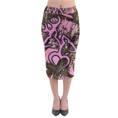 Pink Browning Deer Glitter Camo Midi Pencil Skirt