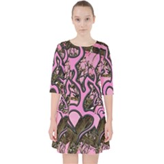 Pink Browning Deer Glitter Camo Quarter Sleeve Pocket Dress