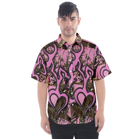 Pink Browning Deer Glitter Camo Men s Short Sleeve Shirt by Maspions