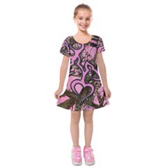 Pink Browning Deer Glitter Camo Kids  Short Sleeve Velvet Dress