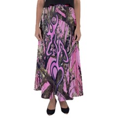 Pink Browning Deer Glitter Camo Flared Maxi Skirt