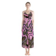 Pink Browning Deer Glitter Camo Button Up Chiffon Maxi Dress