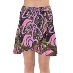 Pink Browning Deer Glitter Camo Wrap Front Skirt by Maspions