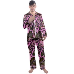 Pink Browning Deer Glitter Camo Men s Long Sleeve Satin Pajamas Set by Maspions