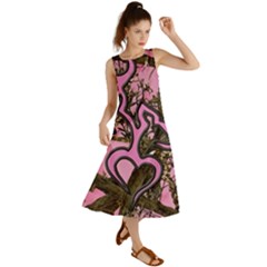 Pink Browning Deer Glitter Camo Summer Maxi Dress by Maspions