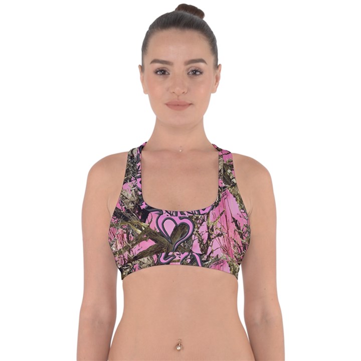 Pink Browning Deer Glitter Camo Cross Back Hipster Bikini Top 