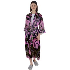 Pink Browning Deer Glitter Camo Maxi Satin Kimono