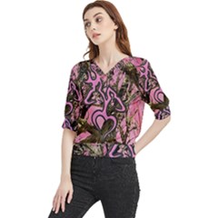 Pink Browning Deer Glitter Camo Quarter Sleeve Blouse