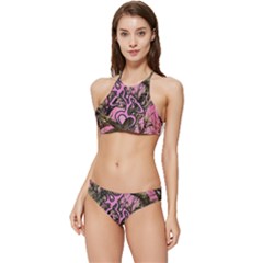 Pink Browning Deer Glitter Camo Banded Triangle Bikini Set by Maspions