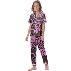 Pink Browning Deer Glitter Camo Kids  Satin Short Sleeve Pajamas Set by Maspions