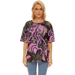 Pink Browning Deer Glitter Camo Oversized Basic T-shirt