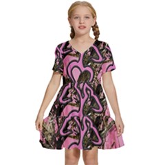 Pink Browning Deer Glitter Camo Kids  Short Sleeve Tiered Mini Dress