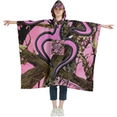 Pink Browning Deer Glitter Camo Women s Hooded Rain Ponchos