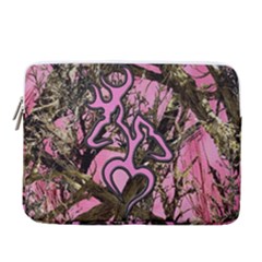 Pink Browning Deer Glitter Camo 15  Vertical Laptop Sleeve Case With Pocket by Maspions