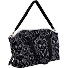 Old Man Monster Motif Black And White Creepy Pattern Canvas Crossbody Bag