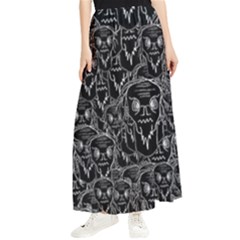 Old Man Monster Motif Black And White Creepy Pattern Maxi Chiffon Skirt by dflcprintsclothing