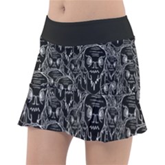 Old Man Monster Motif Black And White Creepy Pattern Classic Tennis Skirt by dflcprintsclothing